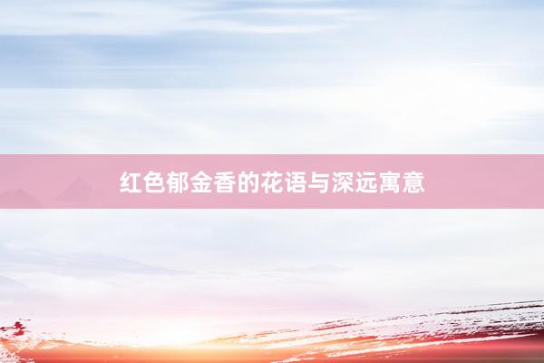 红色郁金香的花语与深远寓意
